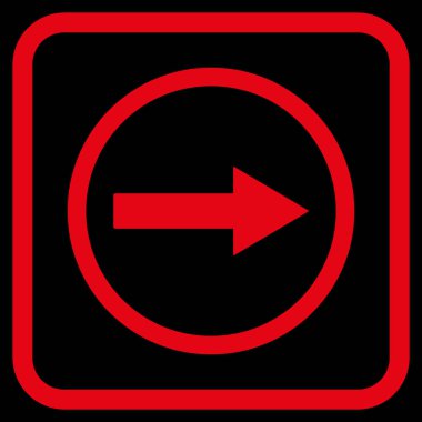 Sağ ok vektör simgesi bir çerçeve içinde yuvarlak