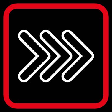 İşaretçi doğru vektör simgesi bir çerçeve içinde üçlü