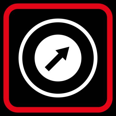 Yukarı sağ yuvarlak ok vektör simgesi bir çerçeve içinde