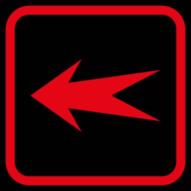 Ok sol vektör simgesi bir çerçeve içinde