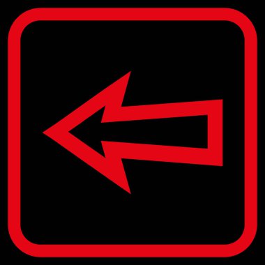 Ok sol vektör simgesi bir çerçeve içinde