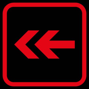 Ok sol vektör simgesi bir çerçeve içinde