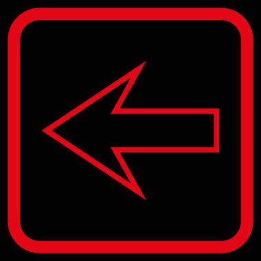 Ok sol vektör simgesi bir çerçeve içinde