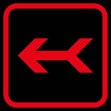 Ok sol vektör simgesi bir çerçeve içinde