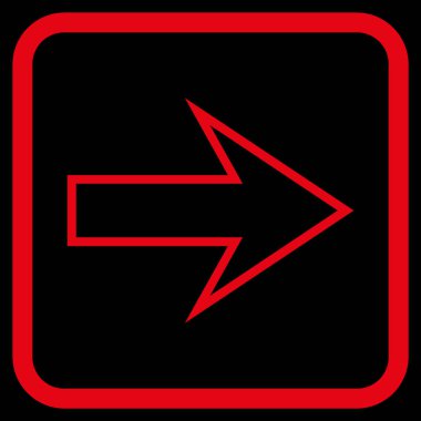 Ok sağ vektör simgesi bir çerçeve içinde