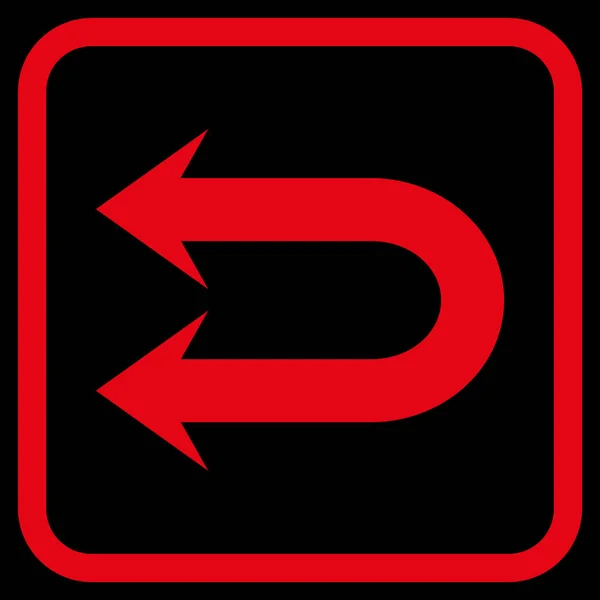 Doppeltes linkes Pfeil-Vektor-Symbol in einem Rahmen — Stockvektor