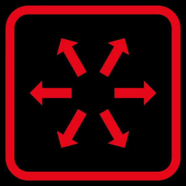 Radiální šipky vektorové ikony v rámečku — Stockový vektor