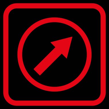 Yukarı sağ yuvarlak ok vektör simgesi bir çerçeve içinde