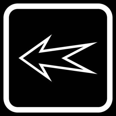 Ok sol vektör simgesi bir çerçeve içinde