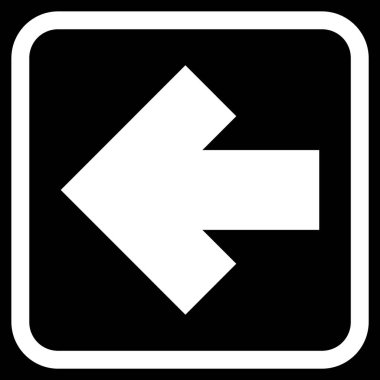 Ok sol vektör simgesi bir çerçeve içinde