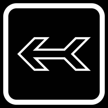 Ok sol vektör simgesi bir çerçeve içinde