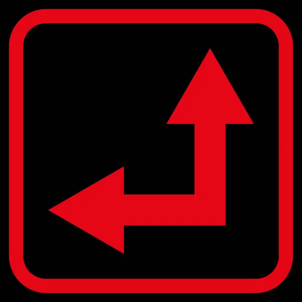 Gabelungspfeil links oben Vektor-Symbol in einem Rahmen — Stockvektor