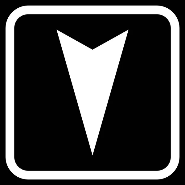 Pfeilspitze nach unten Vektor-Symbol in einem Rahmen — Stockvektor