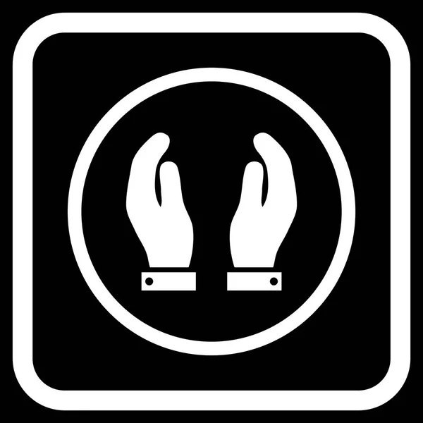 Cuidados mãos vetor ícone em uma moldura — Vetor de Stock