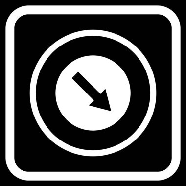 Aşağı doğru yuvarlak ok vektör simgesi bir çerçeve içinde