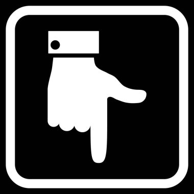 Vektör simgesi bir çerçeve içinde aşağı el işaretçisi