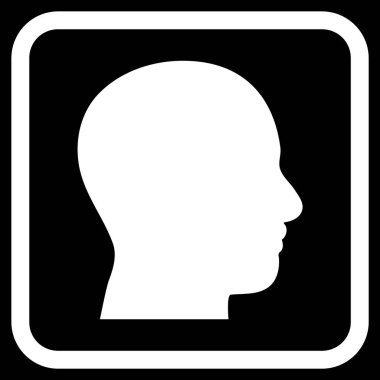 Kafa vektör simgesi bir çerçeve içinde profil