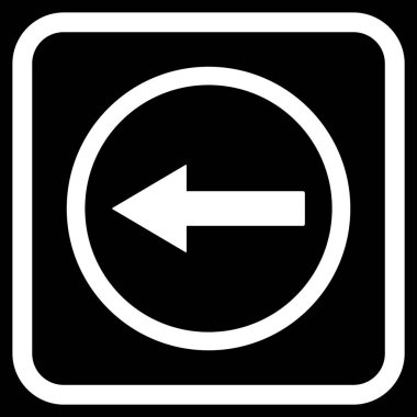 Sol ok vektör simgesi bir çerçeve içinde yuvarlak