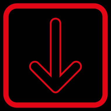 Vektör simgesi bir çerçeve içinde aşağı yönlü ok