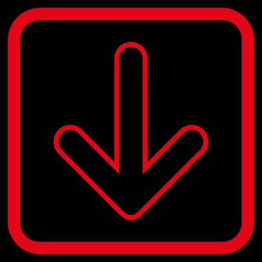 Vektör simgesi bir çerçeve içinde aşağı yönlü ok