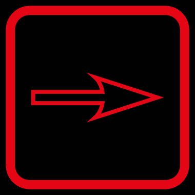 Keskin ok doğru vektör simgesi bir çerçeve içinde