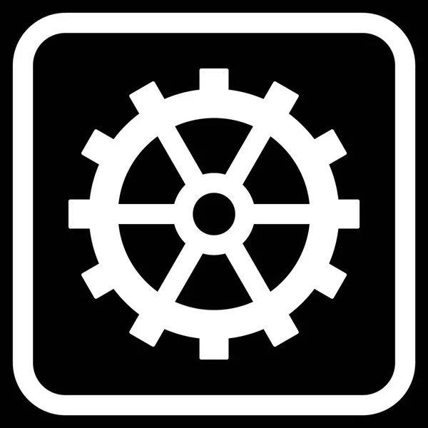 Icono del vector del engranaje en un marco — Vector de stock