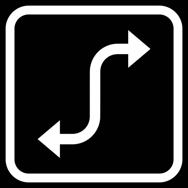 Naproti ohybu Arrow vektorové ikony v rámečku — Stockový vektor