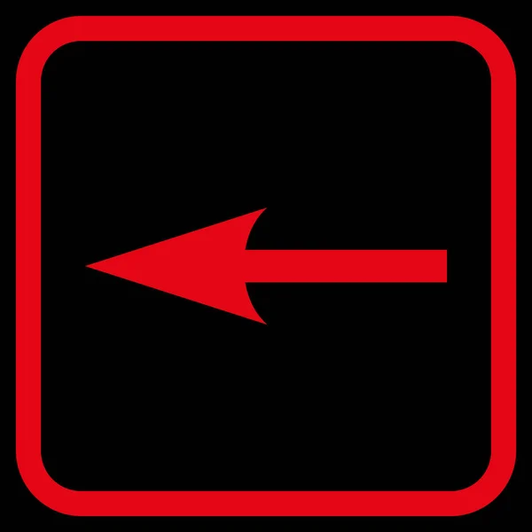 Seta afiada ícone do vetor esquerdo em um quadro — Vetor de Stock