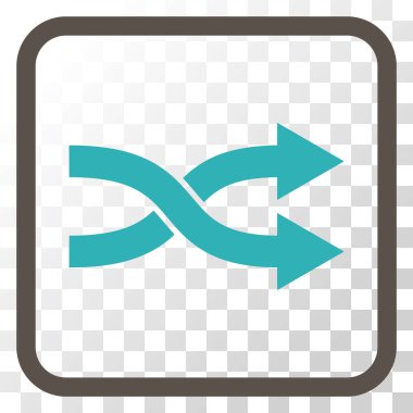 Shuffle okları doğru vektör simgesi bir çerçeve içinde