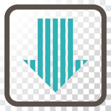 Vektör simgesi bir çerçeve içinde aşağı çizgili ok