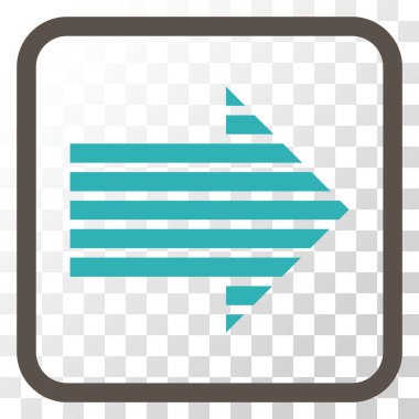 Şerit ok doğru vektör simgesi bir çerçeve içinde