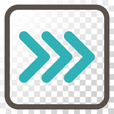 Ok ucu doğru vektör simgesi bir çerçeve içinde üçlü