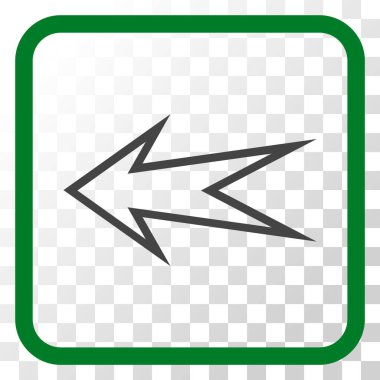 Ok sol vektör simgesi bir çerçeve içinde