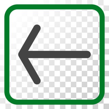 Ok sol vektör simgesi bir çerçeve içinde