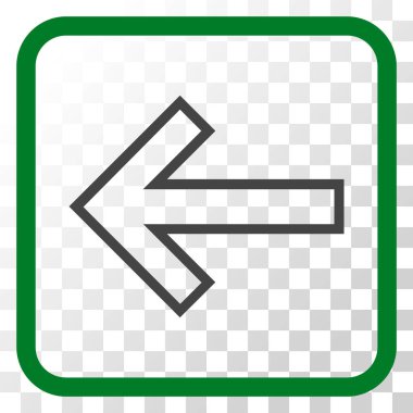 Ok sol vektör simgesi bir çerçeve içinde