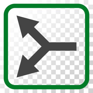 Bifurkasyon ok sol vektör simgesi bir çerçeve içinde