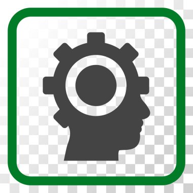 Cyborg dişli vektör simgesi bir çerçeve içinde