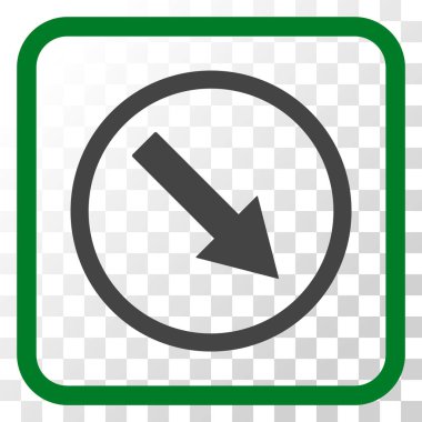 Aşağı doğru yuvarlak ok vektör simgesi bir çerçeve içinde