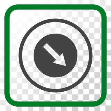 Aşağı doğru yuvarlak ok vektör simgesi bir çerçeve içinde