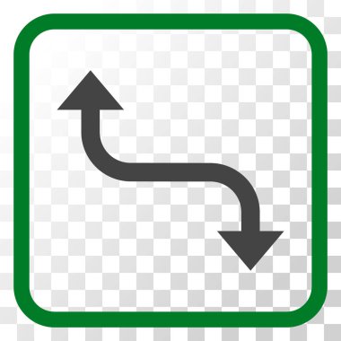 Bend ok vektör simgesi bir çerçeve içinde karşısında