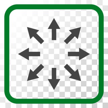 Radyal oklar bir çerçeve içinde simge vektör