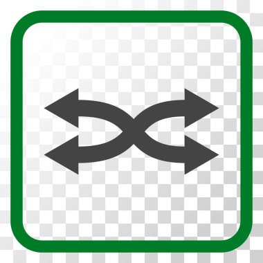 Shuffle okları yatay vektör simgesi bir çerçeve içinde