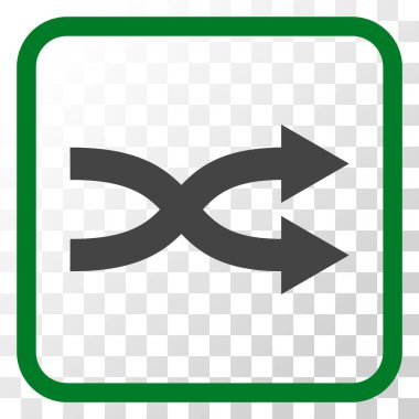 Shuffle okları doğru vektör simgesi bir çerçeve içinde