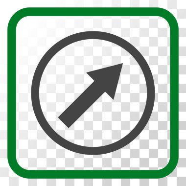 Yukarı sağ yuvarlak ok vektör simgesi bir çerçeve içinde