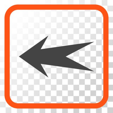 Ok sol vektör simgesi bir çerçeve içinde