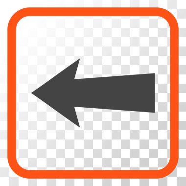 Ok sol vektör simgesi bir çerçeve içinde