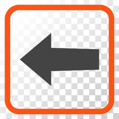 Ok sol vektör simgesi bir çerçeve içinde