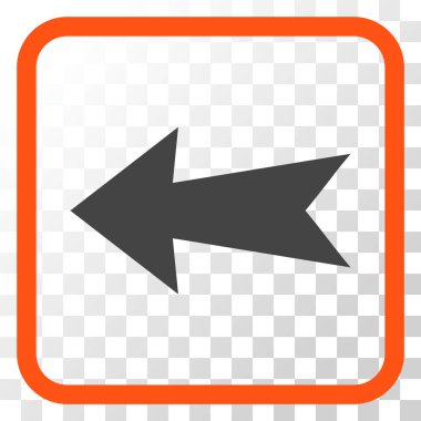 Ok sol vektör simgesi bir çerçeve içinde