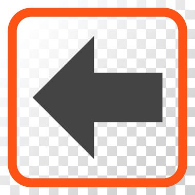 Ok sol vektör simgesi bir çerçeve içinde