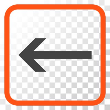 Ok sol vektör simgesi bir çerçeve içinde